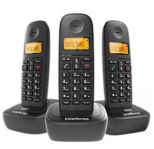Kit Telefone sem Fio + Dois Ramais Adicionais Intelbras TS 2513 preto