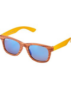 Óculos de sol com aro tipo madeira.