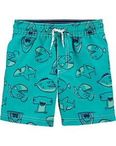 Shorts azul com tubarões Rashguard