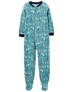 Macacão pijama em fleece com video game