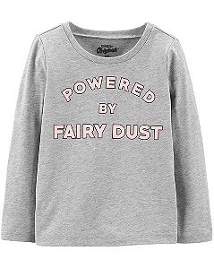 Camiseta cinza manga longa "Powered by Fairy dust"