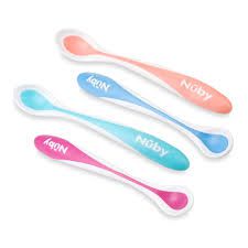kit com 4 colheres com sensor de temperatura. "Hot Safe Spoons" da Nuby