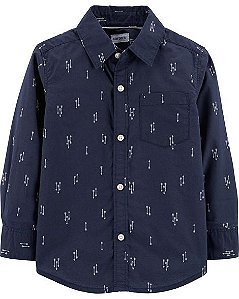 CAMISA AZUL MANGA LONGA COM FLECHAS.