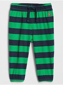 Calça de moletom listrada verde e azul