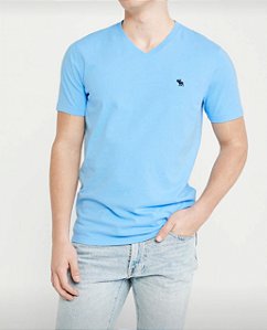 Camiseta azul - Gola V- Abercrombie