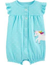 Romper azul com unicórnio