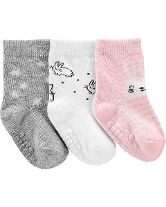 Kit com 3 pares de meias de coelhinhos