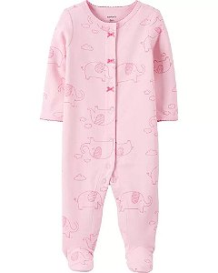 Macacão rosa em algodão. Carters