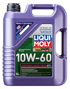 Óleo de Motor 10W60 Liqui Moly Synthoil Race Tec GT1 5 LTS - ACEA A3/B4 API SN Gasolina Flex Diesel