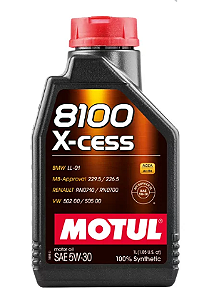 Lubrificante para Motores MOTUL 8100 X-Cess 5W30 1 Lt - Aprovações BMW MB VW RENAULT Gas Flex Diesel