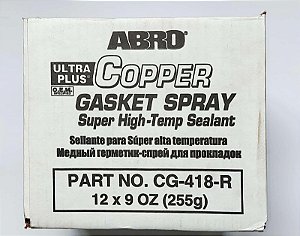 Caixa com 12 Unidades Junta Líquida de Cobre Spray ABRO COPPER GASKET CG-418-R 255g - Selante Formador de juntas O.E.M.