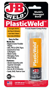 J-B WELD PlasticWeld Epoxy Putty 57g - Massa de epóxi para reparos plásticos de secagem rápida