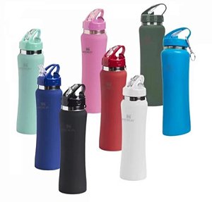 Garrafa Stanley, térmica, disponível na cor azul marinho.