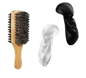 Kit escova com bandana branca.