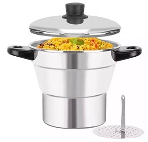 Cuscuzeira pequena 1,4 litros, alumínio polido.