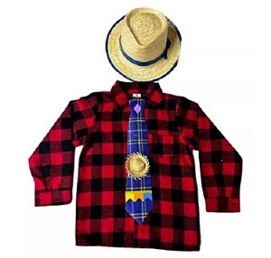 Kit infantil (chapéu, camisa, gravata e remendo) tamanho 04.