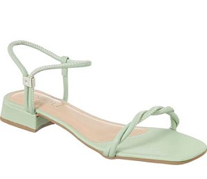 Sandália feminina trançada, salto baixo casual básico. Verde água, tamanho 36.