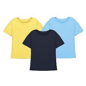 Camiseta Bebê Infantil Manga Curta Kit 3 peças 1 2 3 anos Masculino Algodão