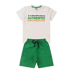 Conjunto Camiseta e Bermuda Infantil Masculino Autêntico