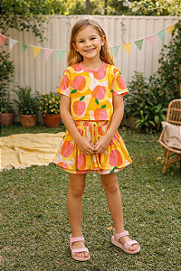 Conjunto Menina Verão Infantil Blusa Estampada e Short