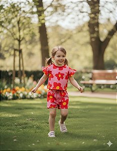 Conjunto Menina Verão Infantil Casual Camiseta e Short