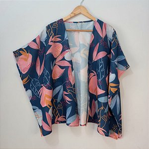 Kimono Londres Florescer Azul