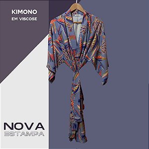 Kimono Tóquio Floresta Azul