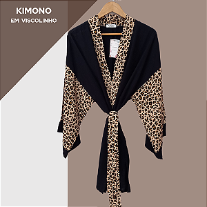 Kimono Madrid manga alongada animal print