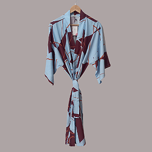 Kimono Tóquio Azul e Vinho