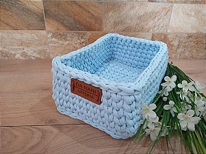 Cesto retangular azul bebê