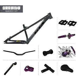 QUADRO 26 ALUM FREERIDE GRAVITY CINZ+ KIT RODA K-7+R LIVRE+PE DE VELA SINGLE+SELIM+CANOTE+PEDAL