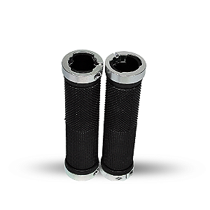 MANOPLA MTB EMBORRACHADA PRETO C/ANEL ALUM POLIDO