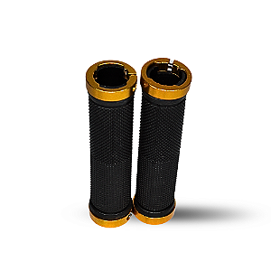 MANOPLA MTB EMBORRACHADA PRETO C/ANEL ALUM DOURADO