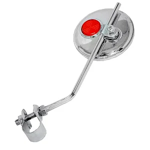 ESPELHO RETROVISOR REDONDO CROMADO ACO C/REFLETOR