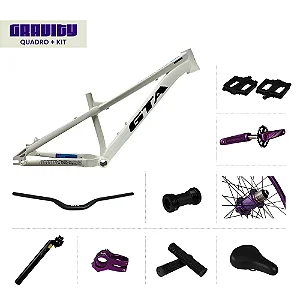 QUADRO 26 ALUM FREERIDE GRAVITY BCO + KIT RODA K-7+R LIVRE+PE DE VELA SINGLE+SELIM+CANOTE+PEDAL