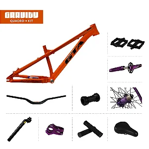 QUADRO 26 ALUM FREERIDE GRAVITY LARJ + KIT RODA K-7+R LIVRE+PE DE VELA SINGLE+SELIM+CANOTE+PEDAL