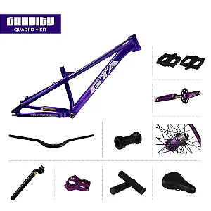 QUADRO 26 ALUM FREERIDE GRAVITY ROXO + KIT RODA K-7+R LIVRE+PE DE VELA SINGLE+SELIM+CANOTE+PEDAL