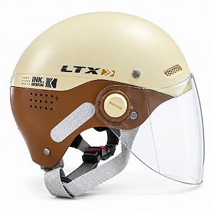 CAPACETE DE SCOOTER BEGE/MARROM T-G C/VISEIRA