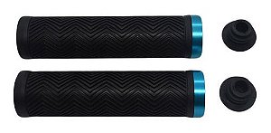 MANOPLA MTB EMBORRACHADA PRETO C/ANEL ALUM AZUL
