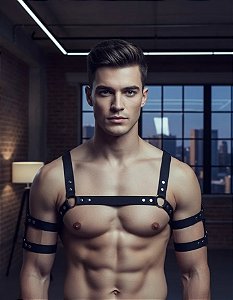 Arreio Harness elastico Masculino Mangas ombro tiras plus size
