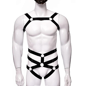 Arreio harness conjunto figurino masculino harness de busto e tanga garter