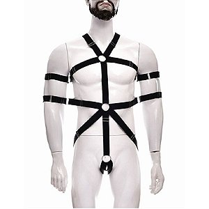Arreio body harness figurino masculino corpo inteiro ligas elastico