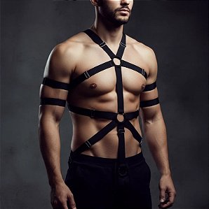 Arreio body harness figurino masculino corpo inteiro ligas elastico