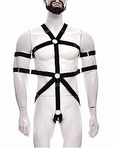 Arreio body harness figurino masculino corpo inteiro ligas elastico