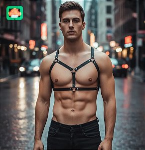 Arreio Harness masculino em elastico regulavel busto
