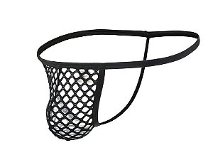 Cueca jockstrap sexy Fio dental aberta tecido arrastao furadinho sem forro