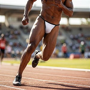 Cueca jockstrap Fio dental aberta tecido macio poliamida forrado branca