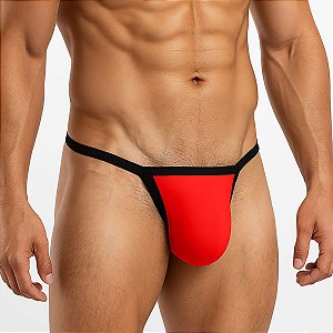 Cueca jockstrap forrada fio dental tanga suporte atletico vermelha