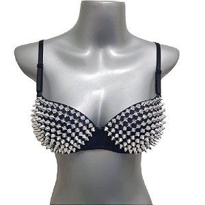 Top sutiã com spikes sutia anita figurino rock gotico