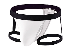 Cueca jockstrap com ligas sexy suporte atletico fio dental Branca